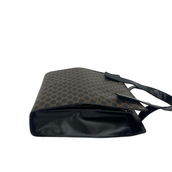 CELINE Macadam Blason Pattern Leather Handbag/Mini Tote Bag in Black and Brown - Picture 5 of 9